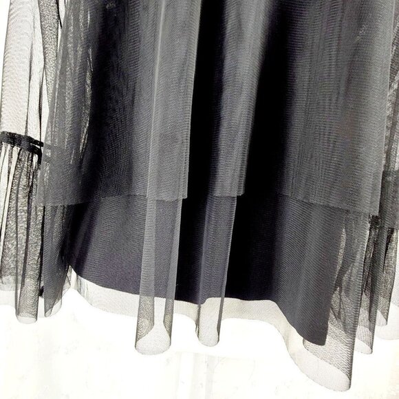 Willow & Clay Mesh Floral Embroidered Yoke Blouse Top Black Size Small - Picture 11 of 14